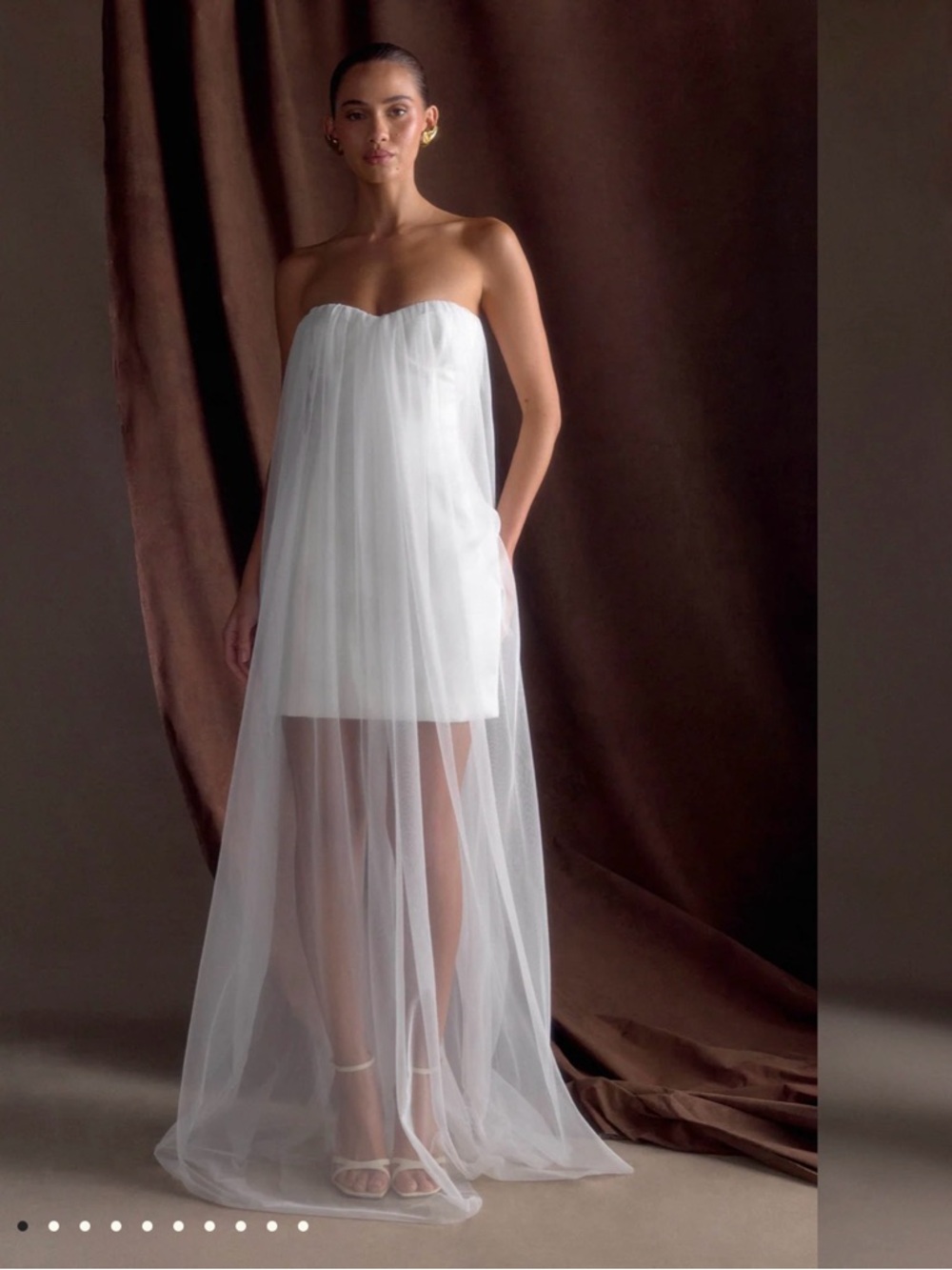 Meshki White Strapless Tulle Overlay Mini Dress